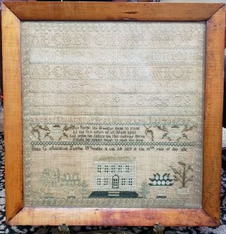 19th C.  Antique 1839 Multiple Stitch Sampler Elize G Addington 10th Year Of Age