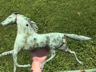 1880s Antiques Horse Weathervane Copper W Great Verdigris Geeen Patina 12