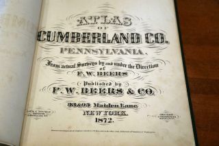1872 RARE ANTIQUE BEERS ATLAS OF CUMBERLAND COUNTY - PENNSYLVANIA - MAPS 6