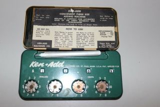 Vtg KEN - ADD Convenient Purse Size Adding Machine Calculator 2