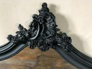 Matt Black French Ornate Statement Over Mantle Scroll Table Top Arch Wall Mirror 6