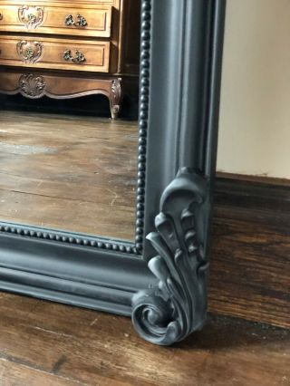 Matt Black French Ornate Statement Over Mantle Scroll Table Top Arch Wall Mirror 7