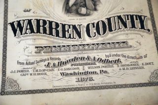 1868 RARE ANTIQUE HOWDEN & ODBERT ' S ATLAS OF WARREN COUNTY - PENNSYLVANIA 8