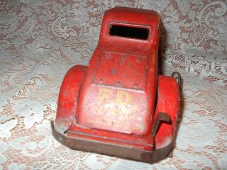 MARX TOY TIN WIND UP Siren Fire Chief Clockwork CAR with Siren & LIGHTS 1930 ' s 10