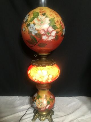 Antique Banquet Parlor GWTW Lamp 3 Three Tier Gone With The Wind 35” Inches 6