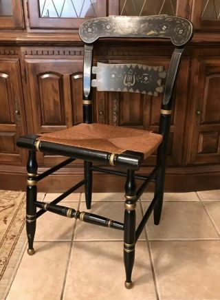 Ethan Allen Vintage Hitchcock Chair Black Dining Room Desk Seat Wood Furniture 1