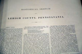 1876 RARE ANTIQUE READING PUBLISHING ATLAS OF LEHIGH COUNTY - PENNSYLVANIA 11
