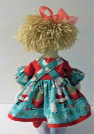 Primitive HM Raggedy Ann CHRISTMAS IN JULY BUTTON EYE DOLL SALLIE ANN /SNOWMAN 12