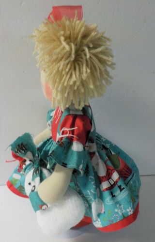 Primitive Hm Raggedy Ann Christmas In July Button Eye Doll Sallie Ann /snowman
