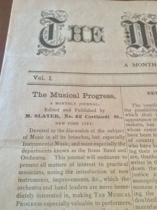 The Musical Progress - 4 Page Musical Newspaper Published by Moses Slater In 1879. 11