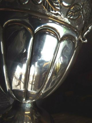 VINTAGE ANTIQUE MEXICAN MACIEL ROSE STERLING SILVER HANDLED URN VASE 620g NR 5