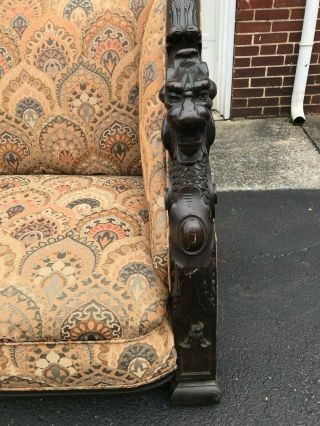 ANTIQUE VINTAGE VICTORIAN RJ HORNER ERA WINGED GRIFFIN SOFA COUCH 3