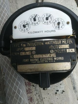 ANTIQUE Fort Wayne Electric INDUCTION WATTHOUR METER TYPE K 3