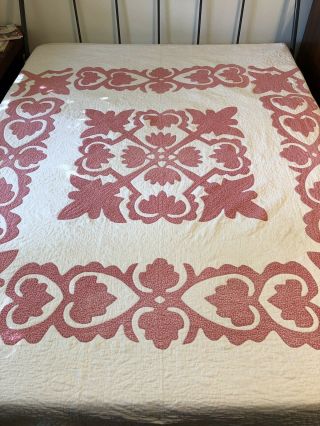 Antique Ca 1900 Calico Hawaiian Quilt All Hand Quilted Quilt 82 X 68 10 Spi Aafa