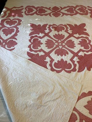 Antique ca 1900 Calico Hawaiian Quilt all hand quilted quilt 82 x 68 10 SPI AAFA 6