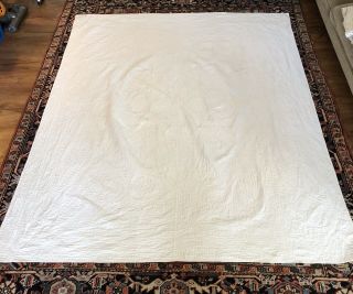 Antique ca 1900 Calico Hawaiian Quilt all hand quilted quilt 82 x 68 10 SPI AAFA 9