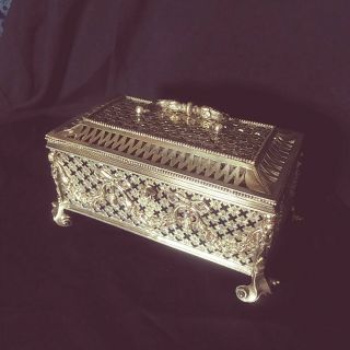 Antique Victorian Georgian Sterling Silver Ornate Figural Footed Jewelry Box