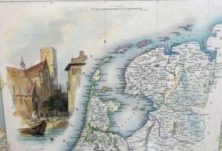 Antique Map of ' HOLLAND ' (Netherlands) by JOHN TALLIS & J.  RAPKIN C.  1851 3