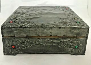 Antique Arts And Crafts Box Alfred Daguet Style Cabouchon 4