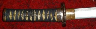 Old Japanese sword Hamon Horimono signed 4