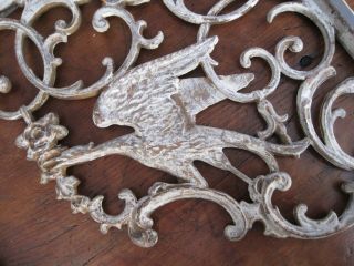 Antique Matched Pair Sand Cast Iron Wall Brackets Supports,  Birds & Scrolls 11