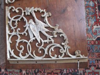 Antique Matched Pair Sand Cast Iron Wall Brackets Supports,  Birds & Scrolls 2