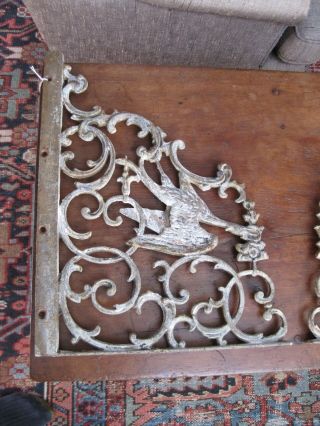 Antique Matched Pair Sand Cast Iron Wall Brackets Supports,  Birds & Scrolls 5