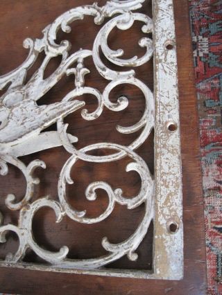 Antique Matched Pair Sand Cast Iron Wall Brackets Supports,  Birds & Scrolls 7