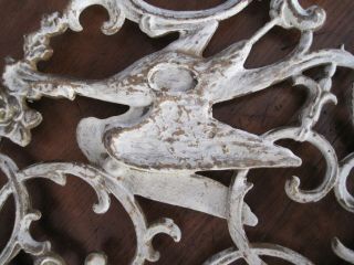 Antique Matched Pair Sand Cast Iron Wall Brackets Supports,  Birds & Scrolls 8