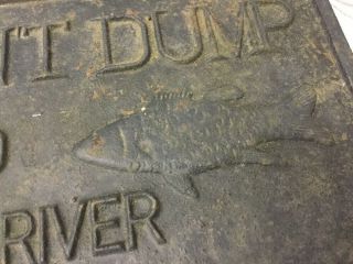 Rare Vintage Boston Ma Water Sewer Cover Drains To Neponset River Cast Iron Fish