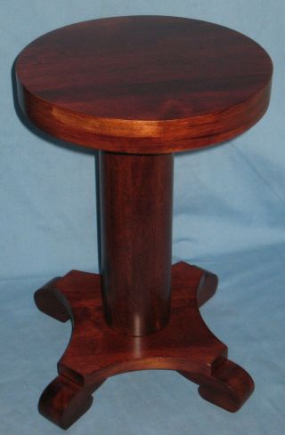 ANTIQUE SOLID WOOD MAHOGANY FINISHED PEDESTAL PLANT STAND STOOL EMPIRE STYLE 10