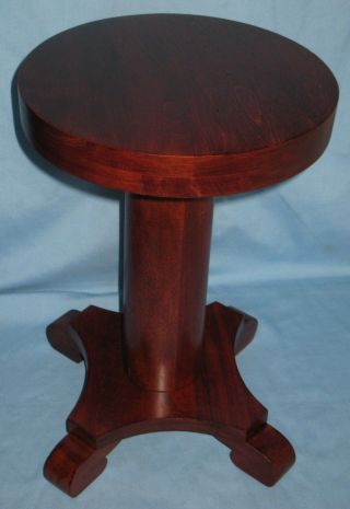 Antique Solid Wood Mahogany Finished Pedestal Plant Stand Stool Empire Style