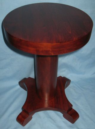 ANTIQUE SOLID WOOD MAHOGANY FINISHED PEDESTAL PLANT STAND STOOL EMPIRE STYLE 8