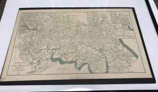Antique Civil War Map Defenses Of Richmond Virginia 1864
