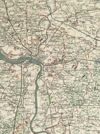 Antique Civil War Map Defenses of Richmond Virginia 1864 2