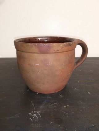 Early Redware Jar W/ Single Handle C.  19th Century