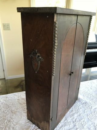 Antique Wooden Wall Mounted Cabinet Cupboard Medieval Victorian Style 2