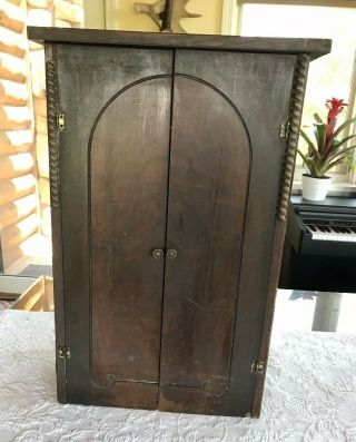 Antique Wooden Wall Mounted Cabinet Cupboard Medieval Victorian Style 4