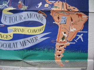 1956 - JANNOT - WORLD MAP Chocolat Menier Poster 10