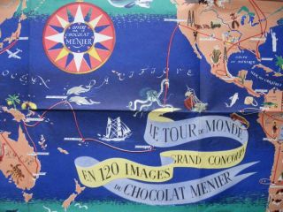 1956 - JANNOT - WORLD MAP Chocolat Menier Poster 2