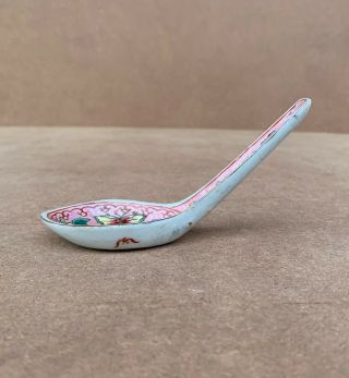 Antique Nyonyaware Straits Chinese Pink Butterflies Spoon 2