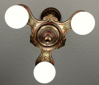 SASSY 1920 ' s ART DECO Antique Vintage Ceiling Light CHANDELIER 3