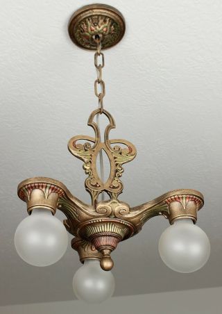 SASSY 1920 ' s ART DECO Antique Vintage Ceiling Light CHANDELIER 6