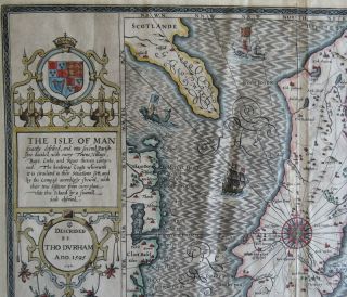 SPEED MAP c1627 ISLE OF MAN Humble COL ENGRAVED Theatre Great Britain 2