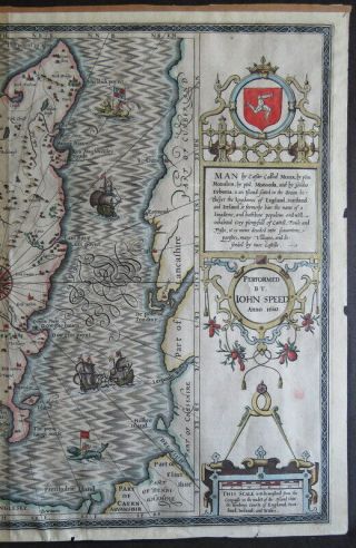 SPEED MAP c1627 ISLE OF MAN Humble COL ENGRAVED Theatre Great Britain 4