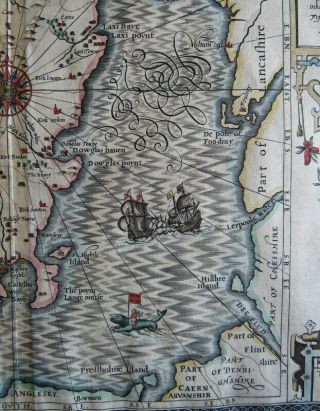 SPEED MAP c1627 ISLE OF MAN Humble COL ENGRAVED Theatre Great Britain 5