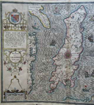 SPEED MAP c1627 ISLE OF MAN Humble COL ENGRAVED Theatre Great Britain 7