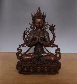 30cm Large Fine Antique Chinese Bronze Or Copper Statue Buddha