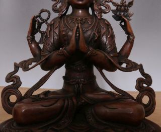 30CM Large Fine Antique Chinese Bronze or Copper Statue Buddha 6