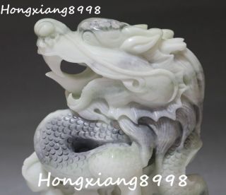 Top China Lantian Jade Carving Dragon Dynasty imperial Seal Stamp Signet Statue 5